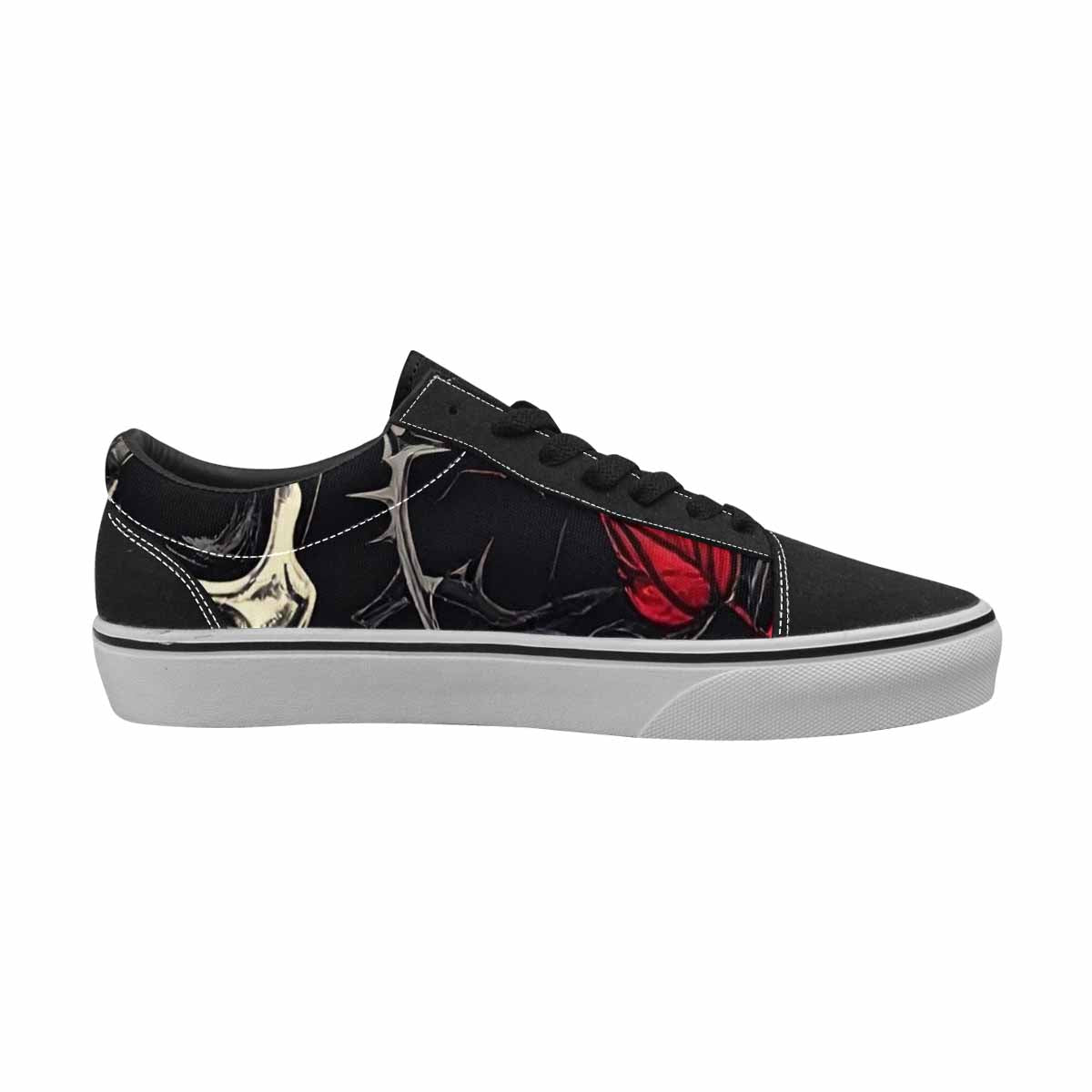 WOMEN'S Ornate Gothic Skulls Roses Canvas Lace-Up Wallpaper Art Custom Sneakers