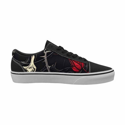 WOMEN'S Ornate Gothic Skulls Roses Canvas Lace-Up Wallpaper Art Custom Sneakers