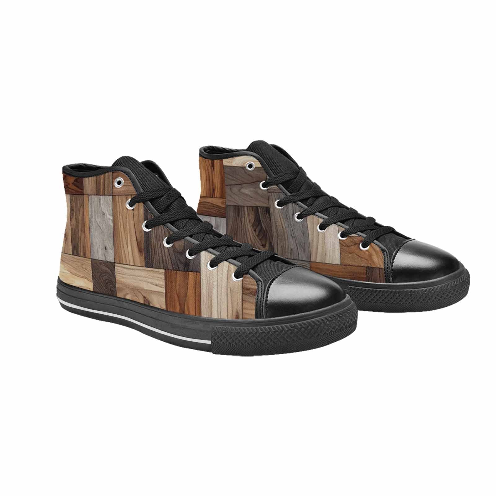 WOMEN'S Wood Grain Texture High Top Canvas Vivid Custom Shoes