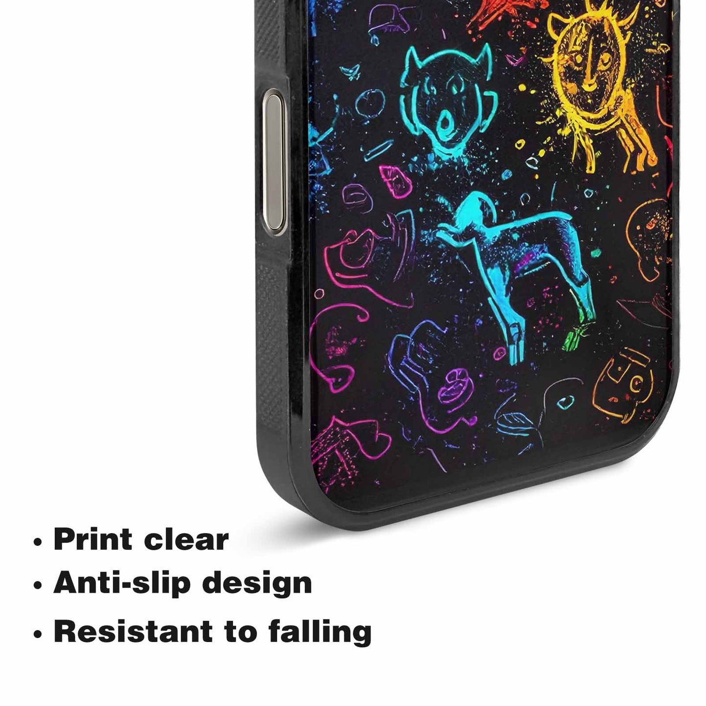 iPhone 16 Pro Case — Neon Glow Outline Icon Pattern Hundreds, Custom Phone Case