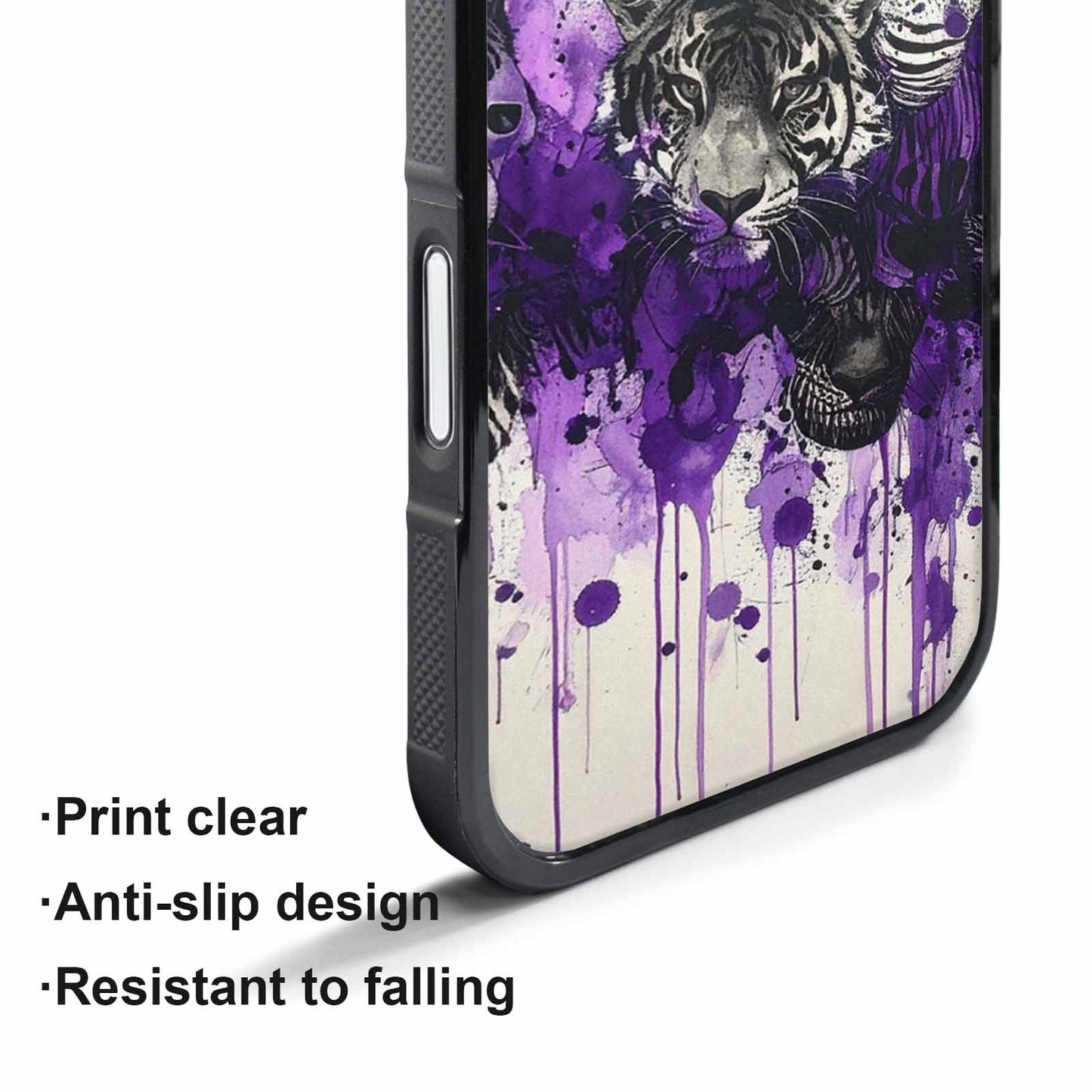 iPhone 17 Pro Case — Black Purple Ink Animal Print Animal, Personalized Phone Case