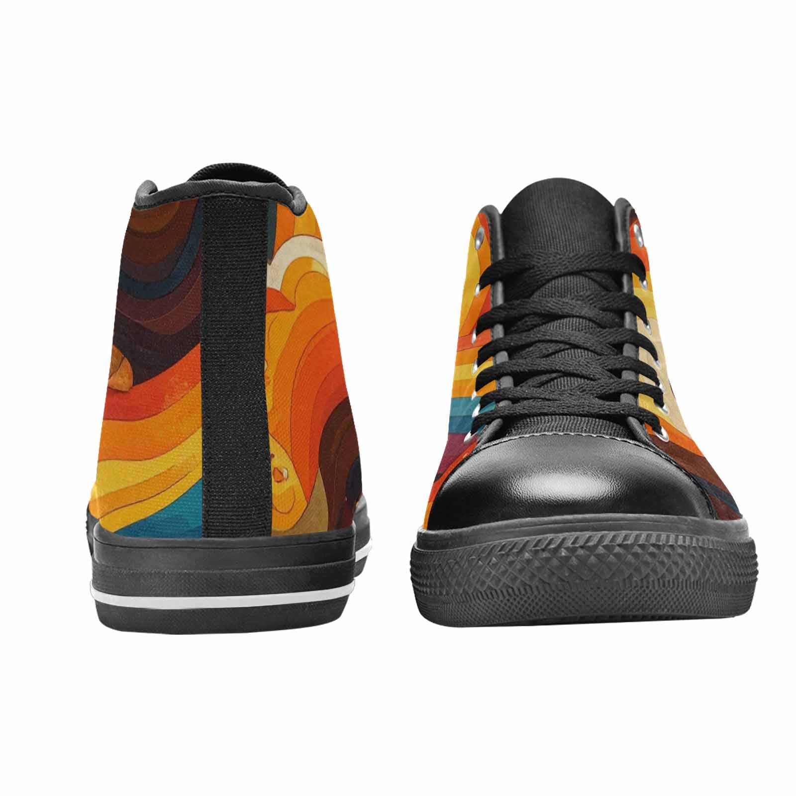 MEN'S Groovy 70S Peace High Top Canvas Neon Fantasy Custom Shoes