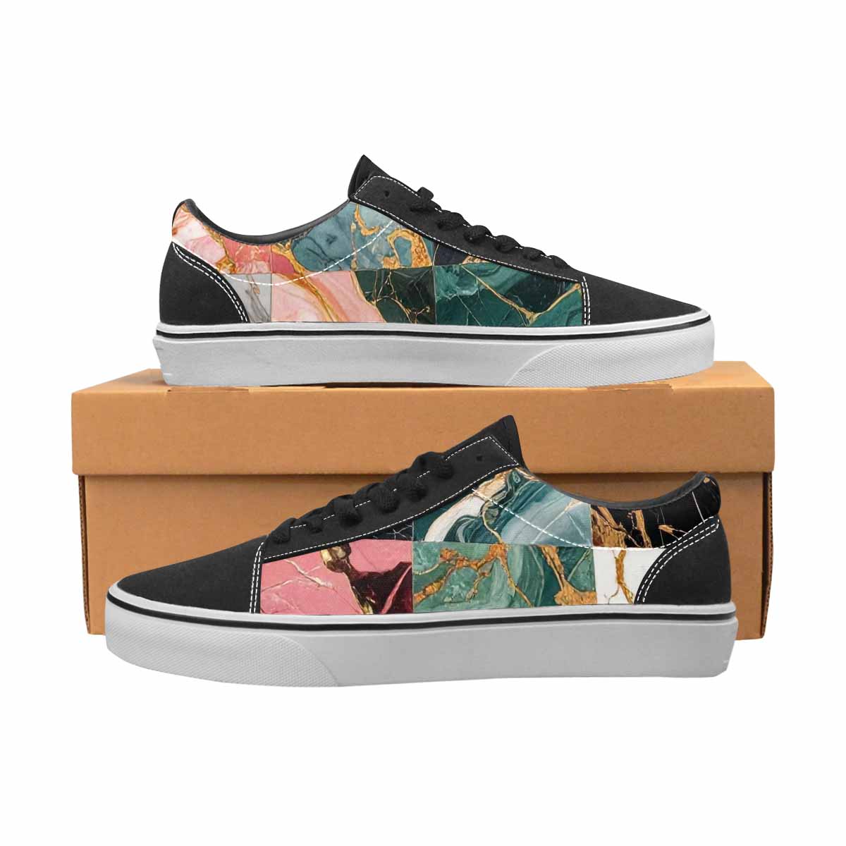 WOMEN'S Marble Stone Texture Canvas Lace-Up Surreal Shoes