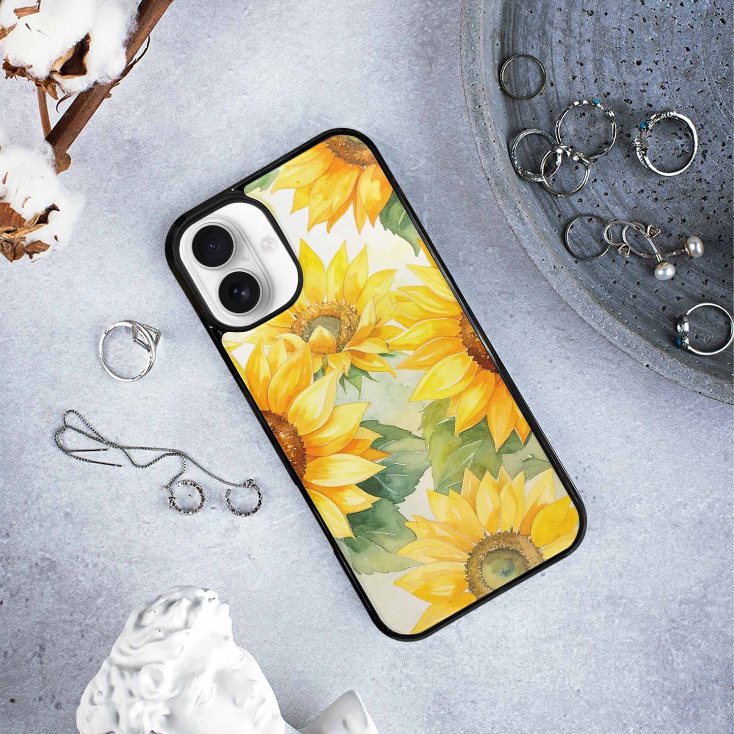 iPhone 16 Plus Case — Sunflowers Watercolor, Personalized Phone Case