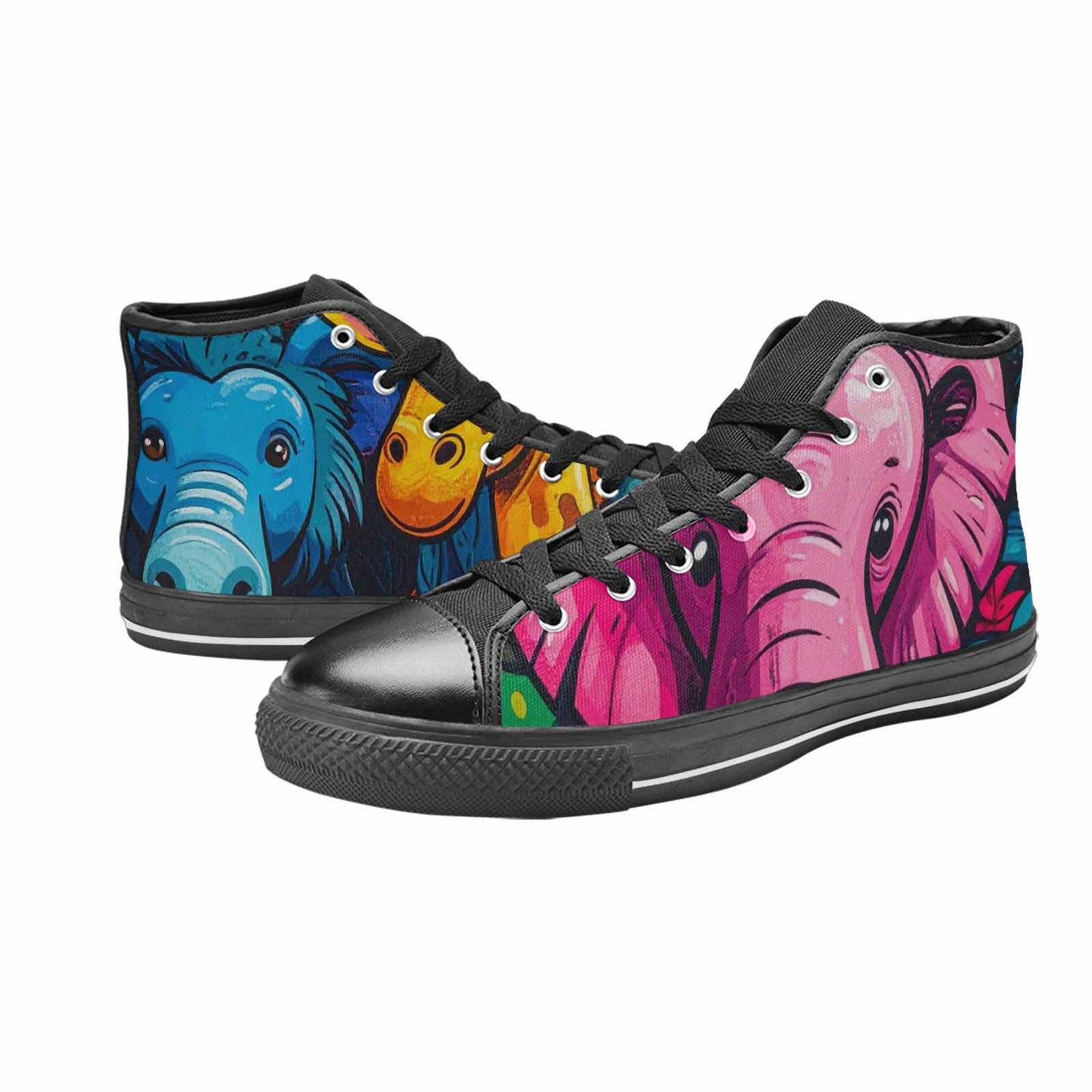 WOMEN'S Cartoon Animal Characters High Top Canvas Wallpaper Art Custom Sneakers