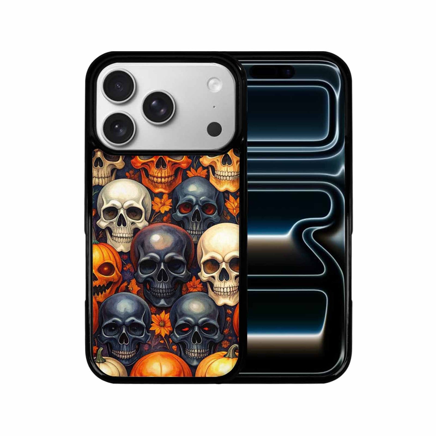 iPhone 17 Pro Case — Skulls Halloween Orange Black Small Gothic, Custom Print Case Cover