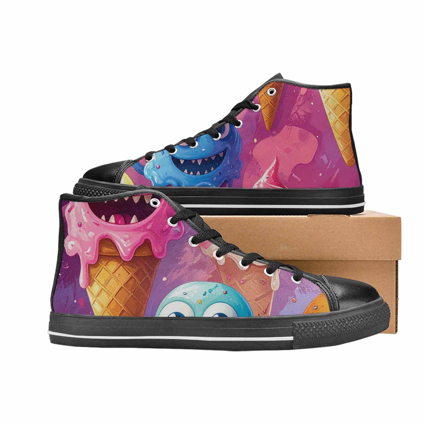 MEN'S Melting Icecream Cone Monster High Top Canvas Y2K Sneakers