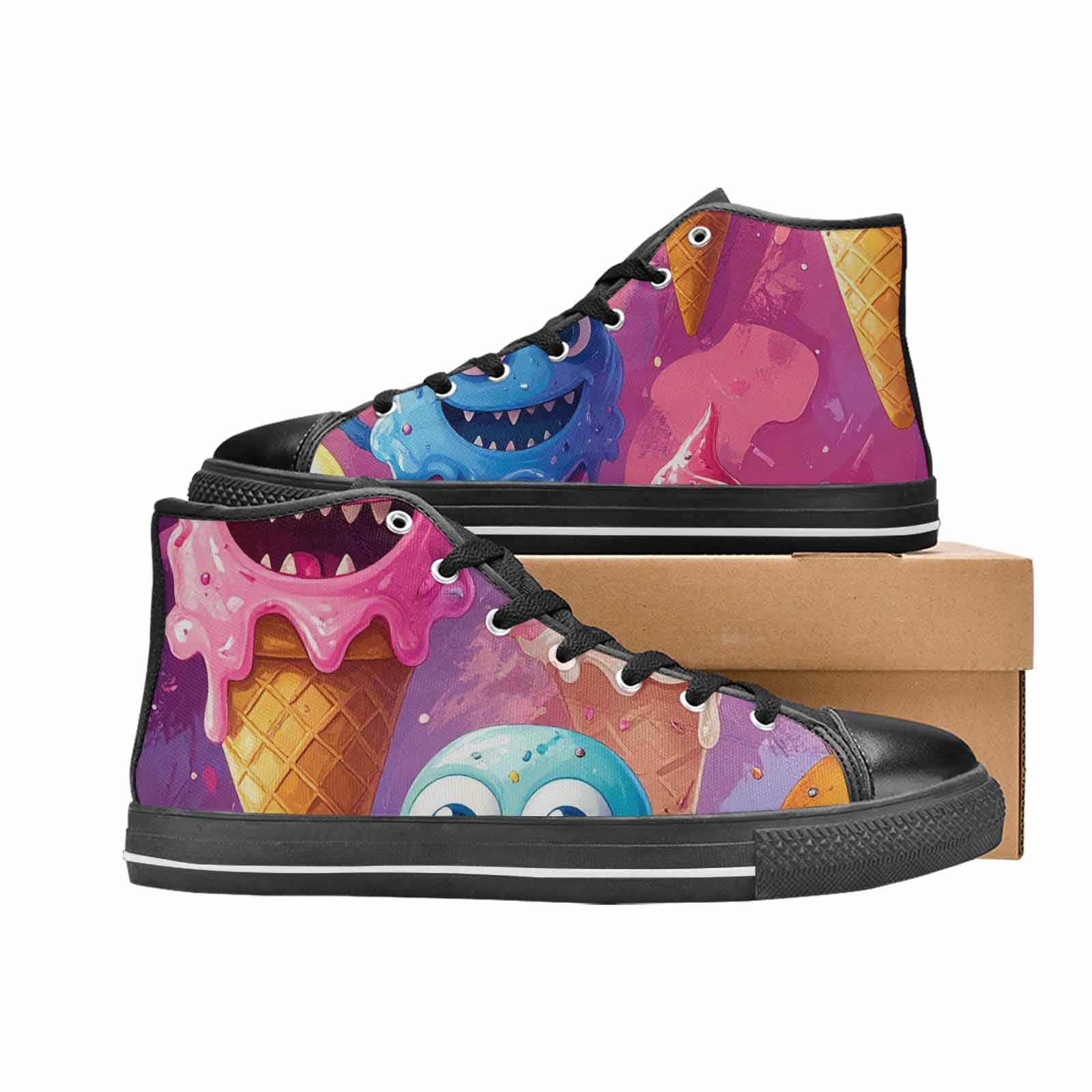 MEN'S Melting Icecream Cone Monster High Top Canvas Y2K Sneakers