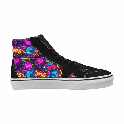 MEN'S 80s Retro Motif High Top Canvas Wallpaper Art Sneakers