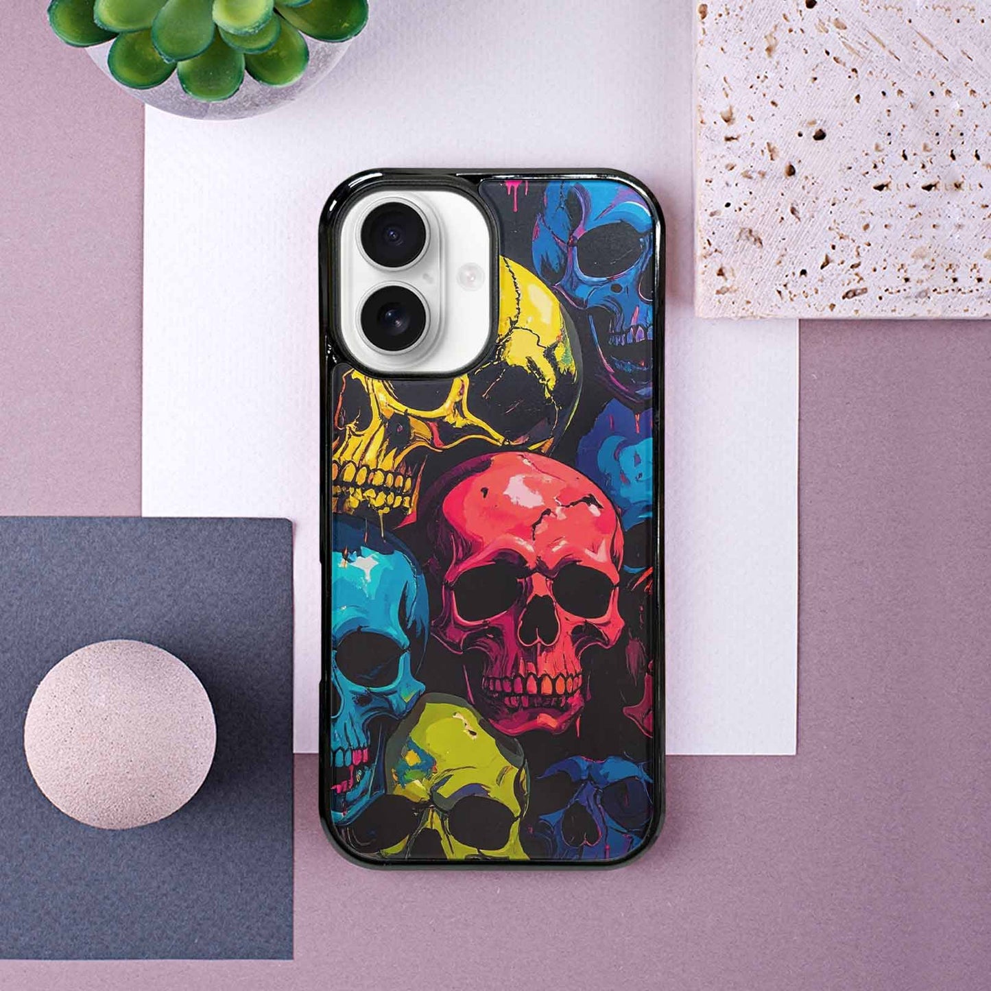 iPhone 16 Case — 1000s Of Skulls Digital Camo Drip, Custom Printed Phone Case