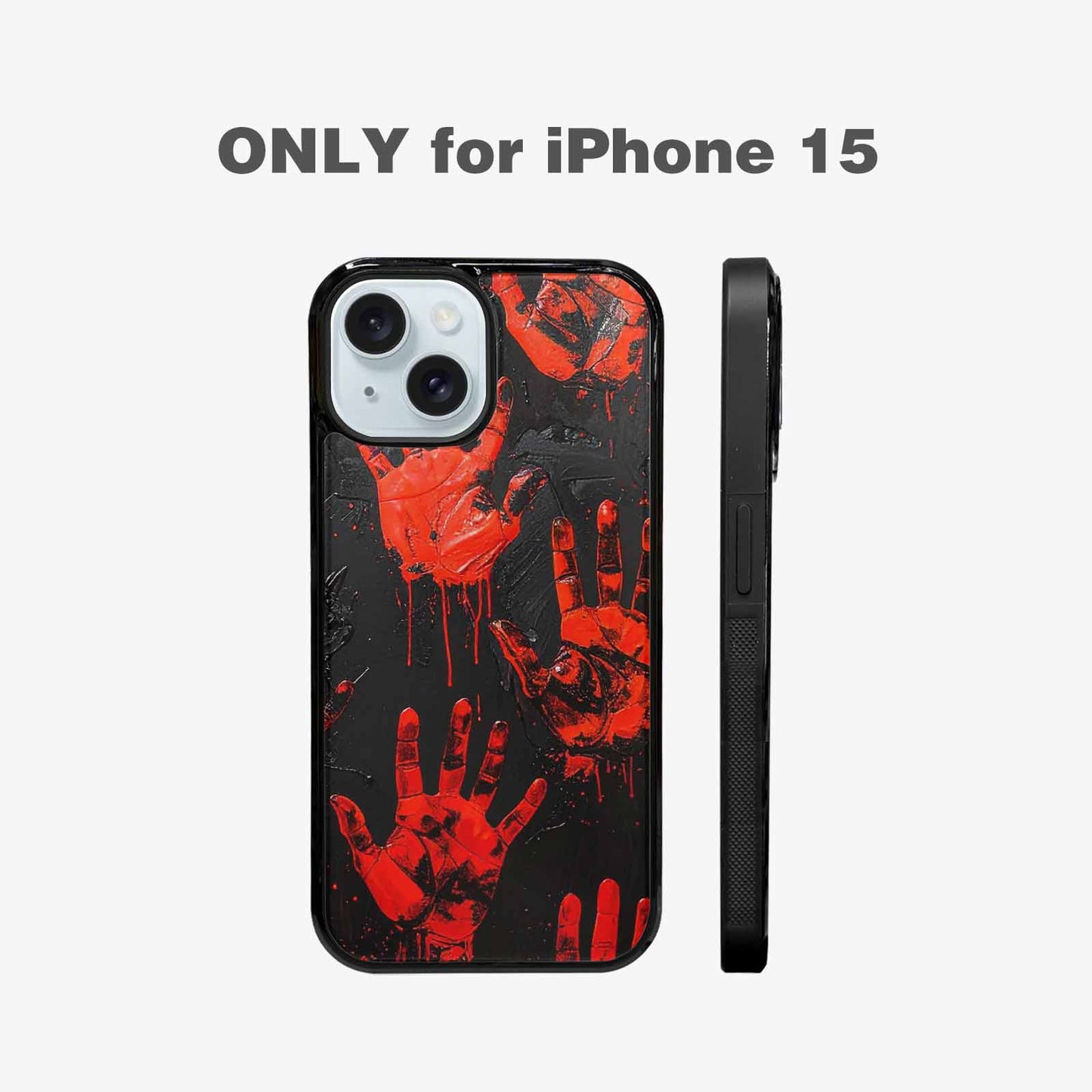 iPhone 15 Case — Halloween Splatter Handprint, Custom Print Case Cover