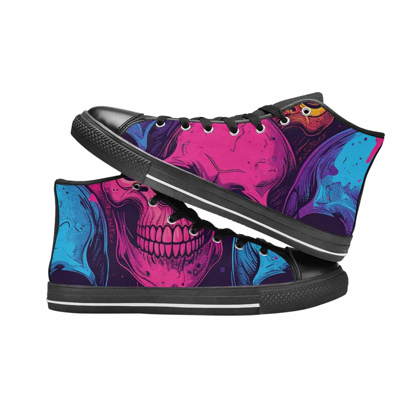 WOMEN'S Skulls Splatter Comic High Top Canvas Dreamcore Custom Shoes