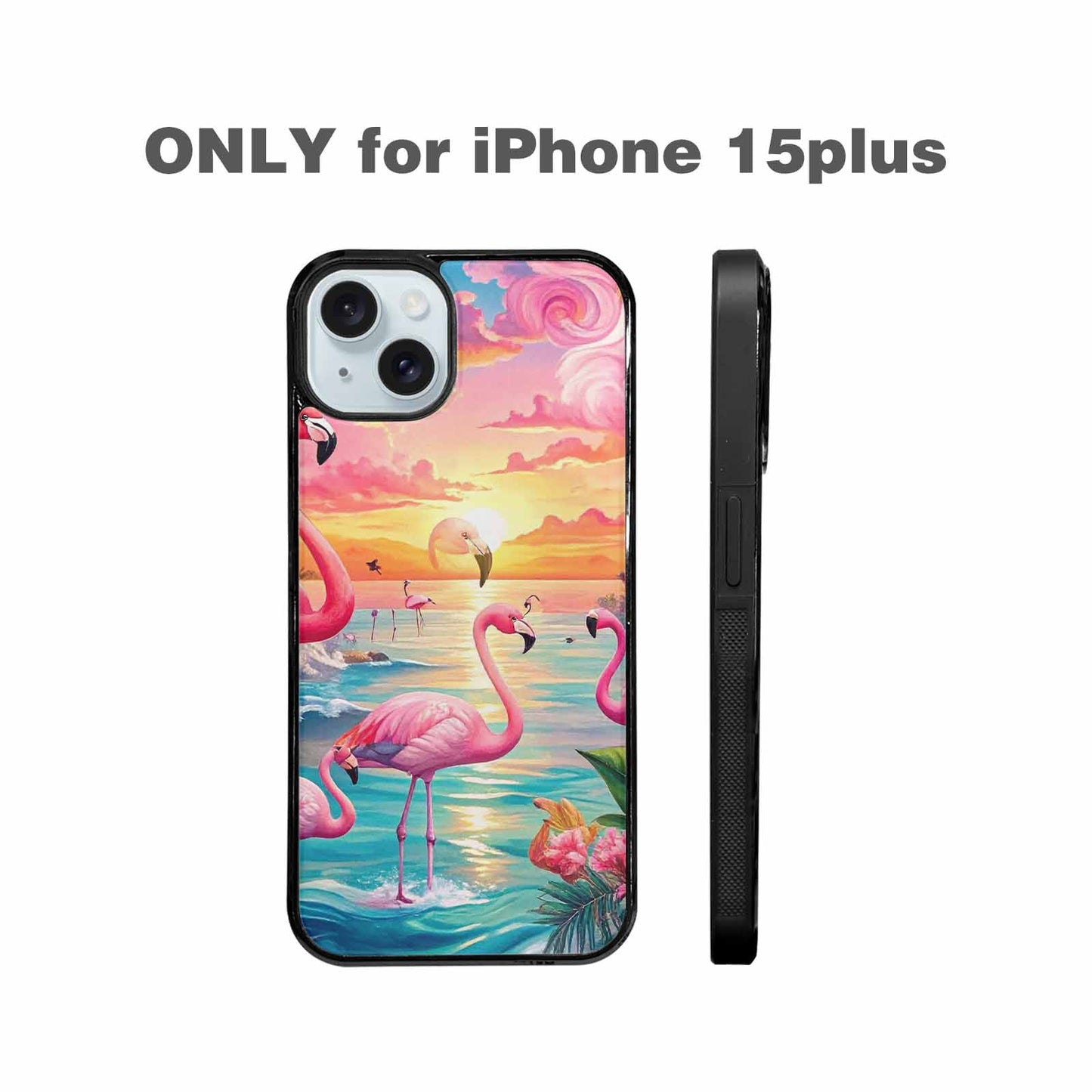 iPhone 15 Plus Case — Flamingo Tropical Flamingo Tropical Pattern Hundreds, Custom Art Phone Cover