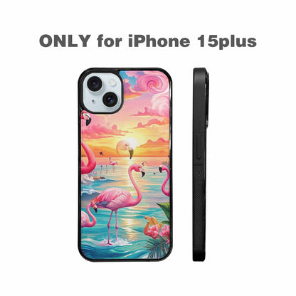 iPhone 15 Plus Case — Flamingo Tropical Flamingo Tropical Pattern Hundreds, Custom Art Phone Cover