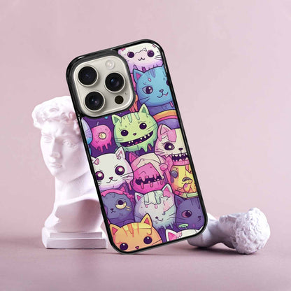 iPhone 16 Pro Case — Pastel Gore Cat Character Pattern Hundreds, Customized Protective Case
