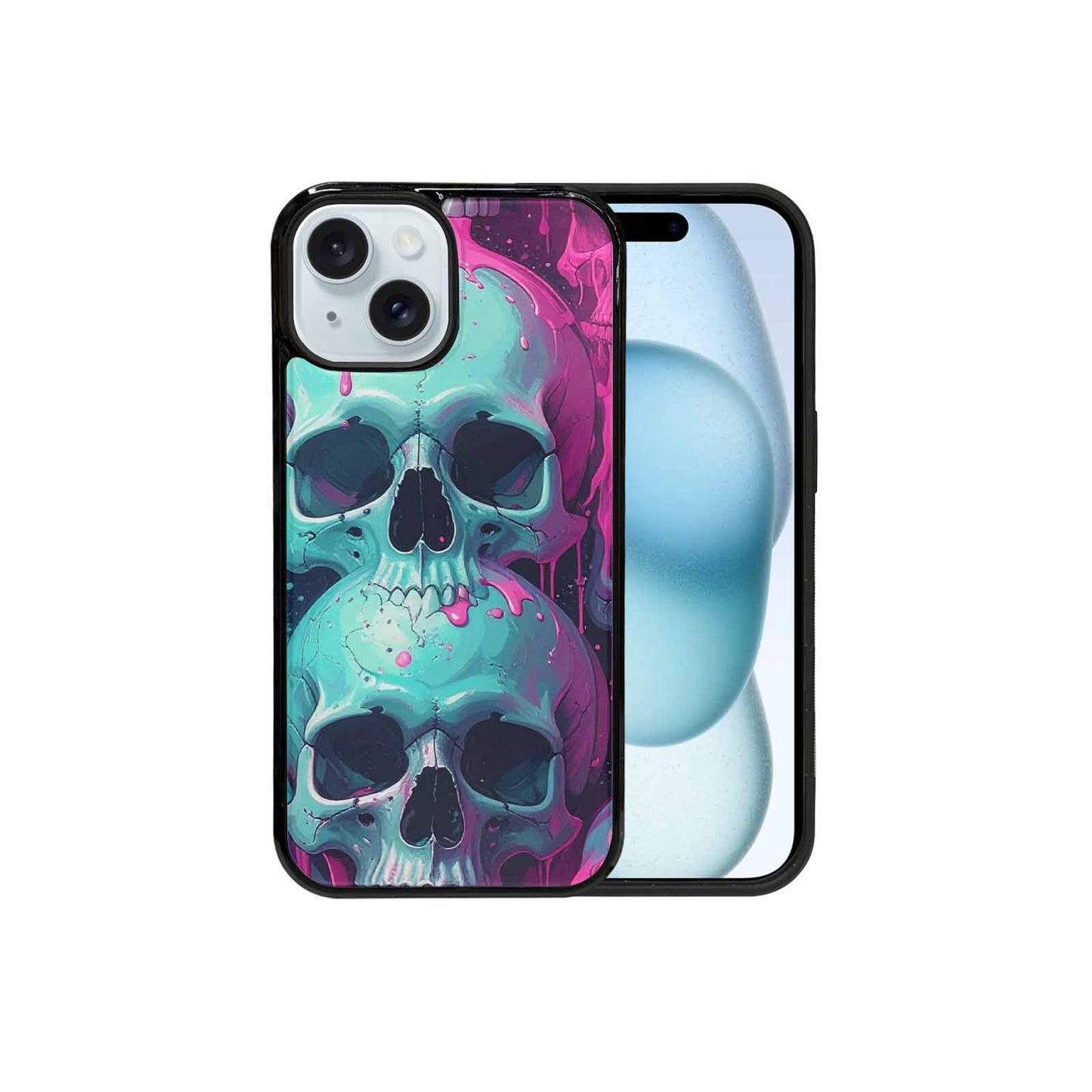 iPhone 15 Case — 1000\'s Of Skulls Overlapping Each Other, Unique Phone Case Design