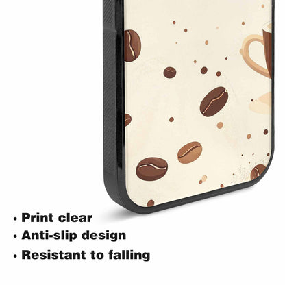 iPhone 15 Plus Case — Coffee Cup And Bean Pattern Seamless, Custom Phone Case
