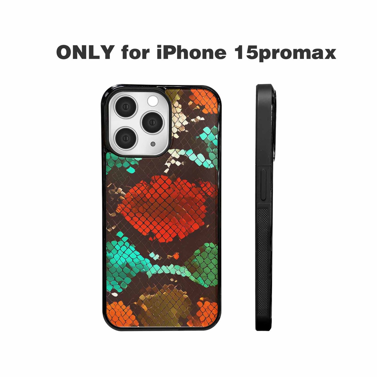 iPhone 15 Pro Max Case — Snake Print Dark Seamless Pattern Vibrant, Unique Phone Case Design
