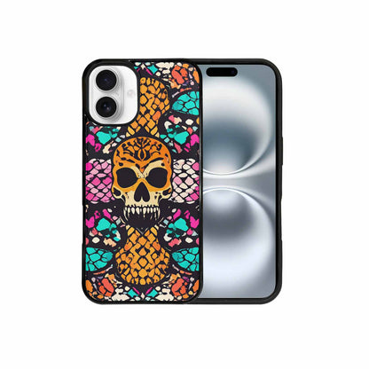 iPhone 16 Plus Case — Snake Print Skull, Customized Protective Case