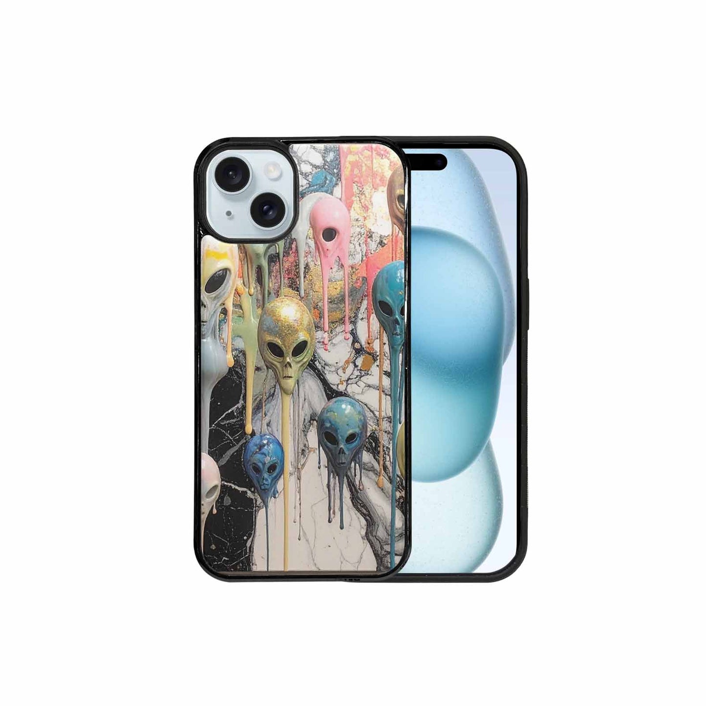 iPhone 15 Plus Case — Aliens Marblemelting Aliens Pa Eif, Custom Phone Case