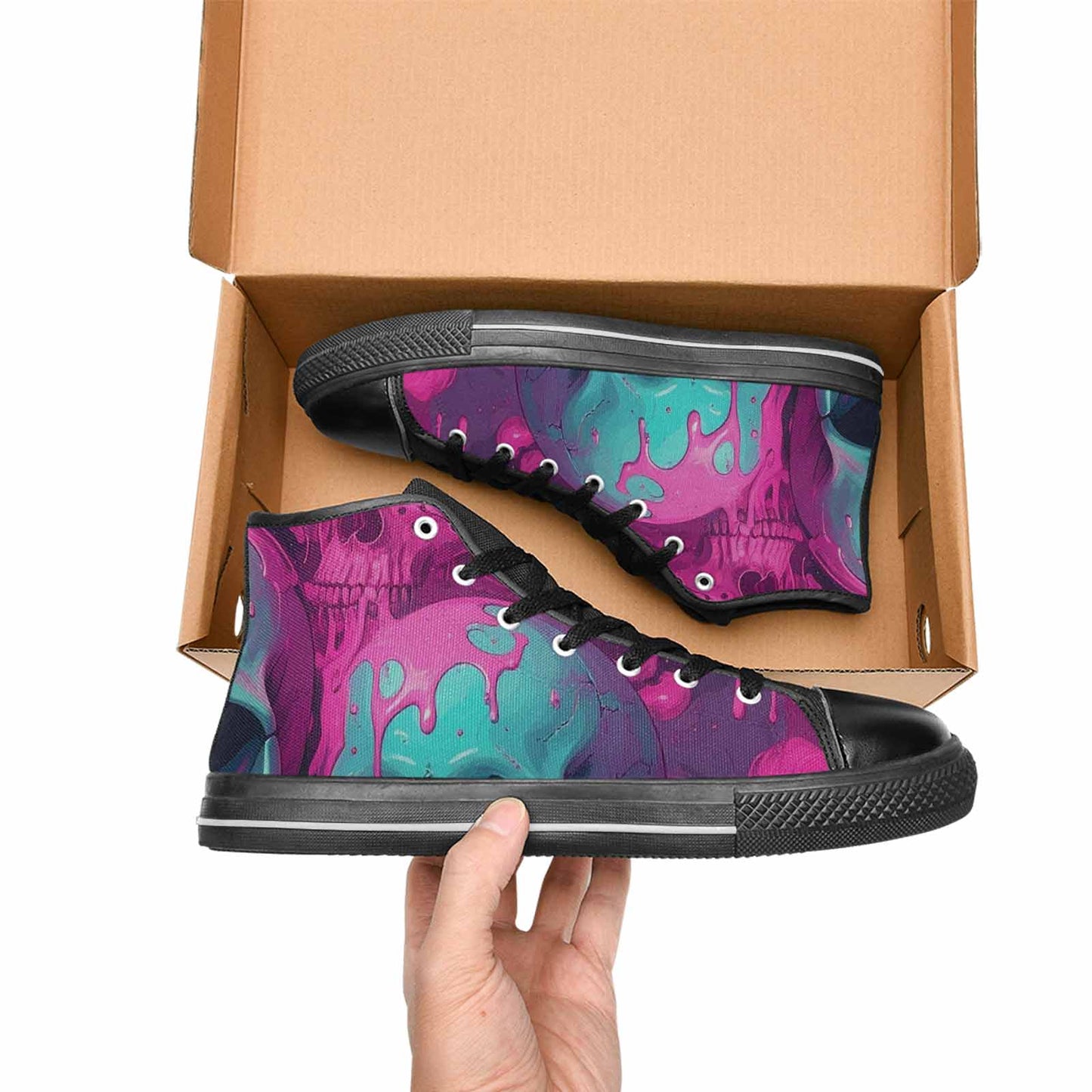 WOMEN'S Thousands Of Skulls High Top Canvas Surreal Shoes