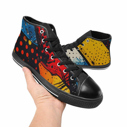 WOMEN'S Comic Book Halftone High Top Canvas Wallpaper Art Shoes