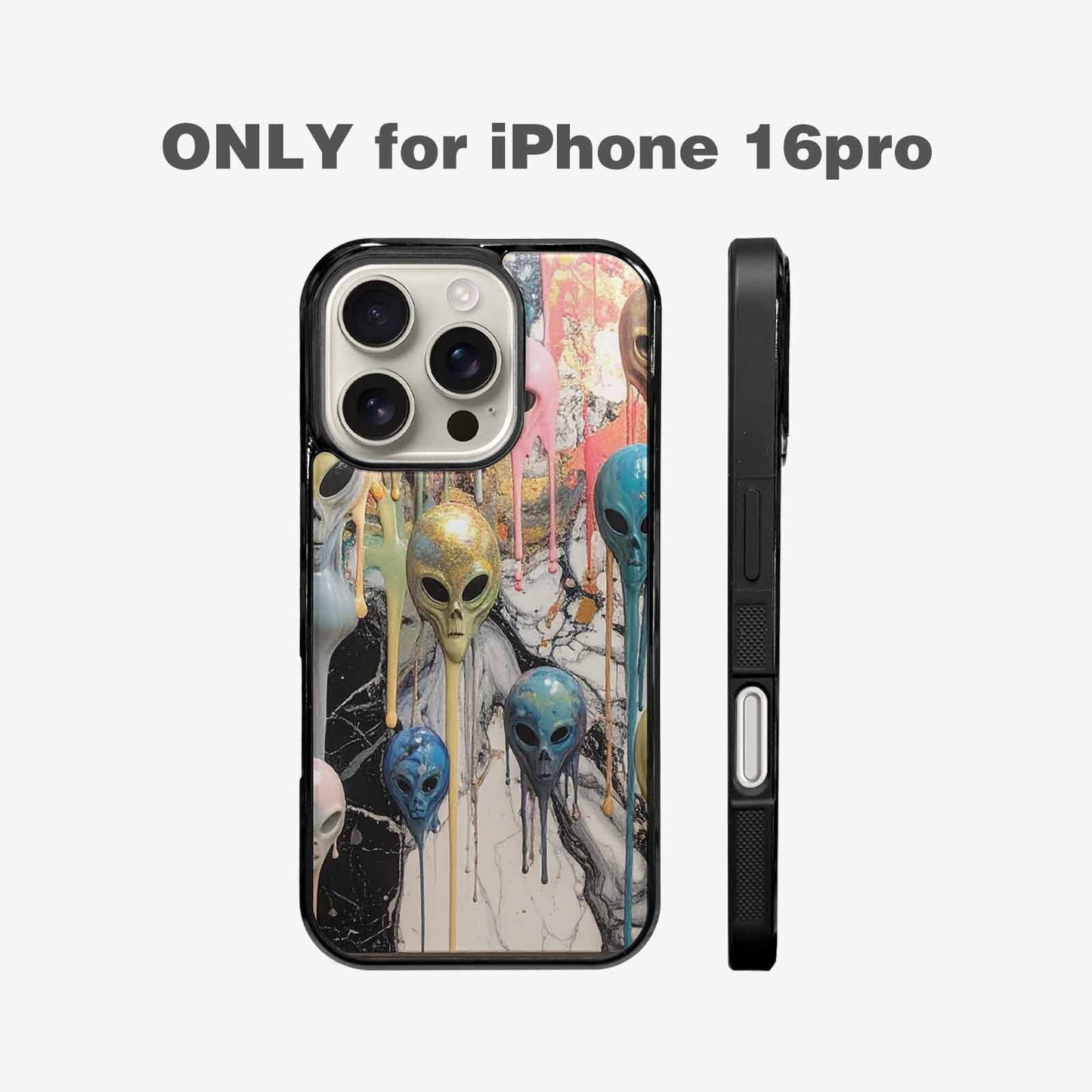 iPhone 16 Pro Case — Aliens Marblemelting Aliens Pa Eif, Custom Art Phone Cover