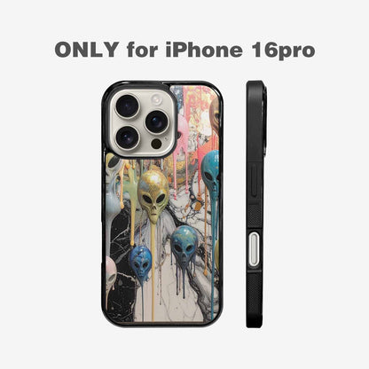 iPhone 16 Pro Case — Aliens Marblemelting Aliens Pa Eif, Custom Art Phone Cover