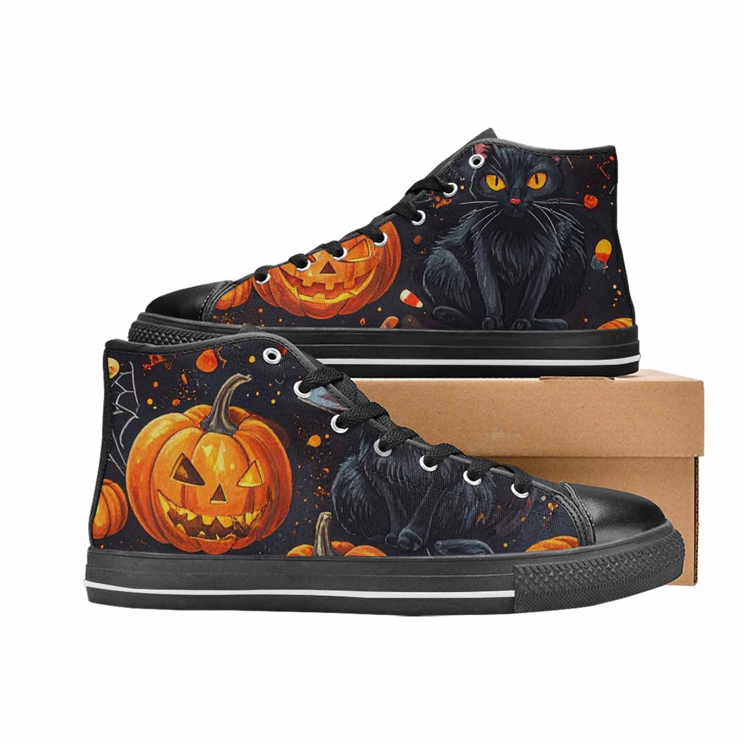 WOMEN'S Halloween High Top Canvas Wallpaper Art Custom Shoes