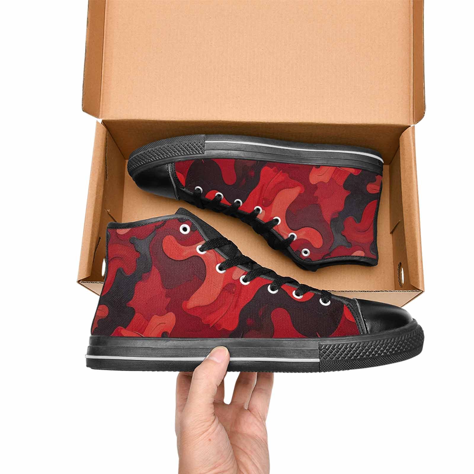WOMEN'S Military Camouflage Blotch High Top Canvas Surreal Custom Sneakers
