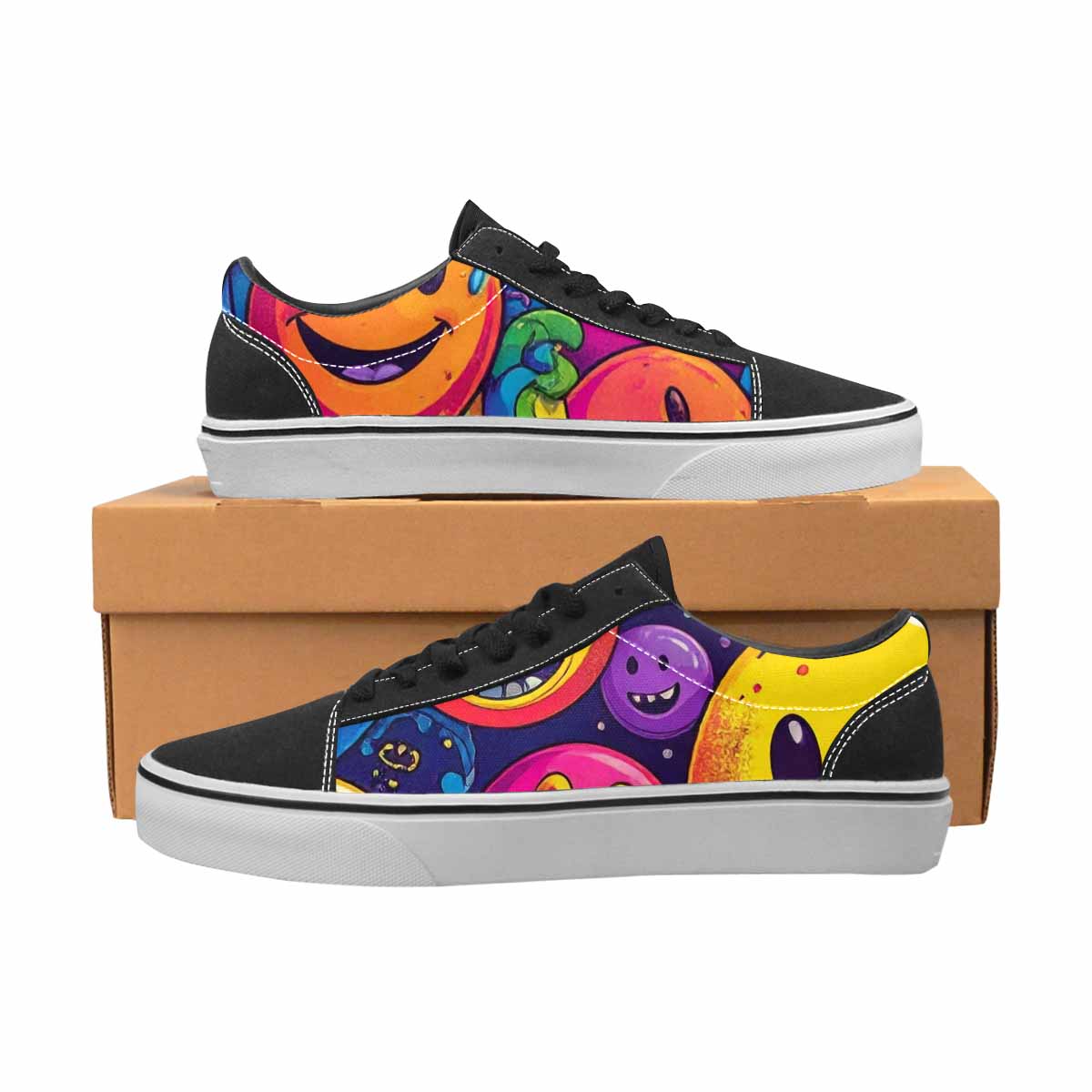 MEN'S Yellow Smiley Face Canvas Lace-Up Vibrant Chaos Shoes