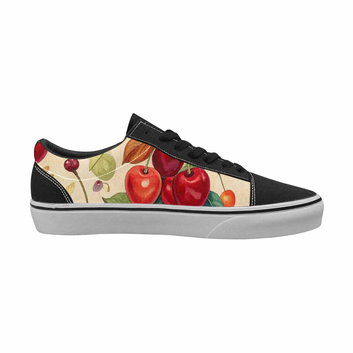 WOMEN'S Cherry Fruit Print Canvas Lace-Up Grunge Custom Sneakers