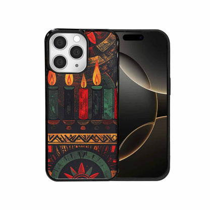 iPhone 15 Pro Max Case — Kwanzaa Kinara Pattern Seamless Repeat African, Custom Printed Phone Case