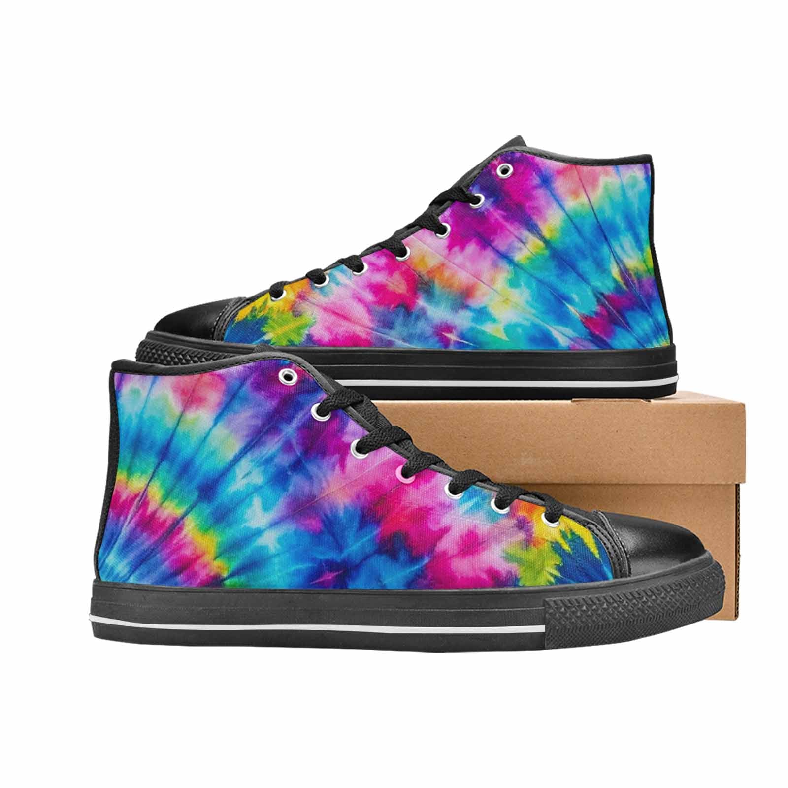 MEN'S Tie Dye Acid Wash Color High Top Canvas Vibrant Chaos Shoes