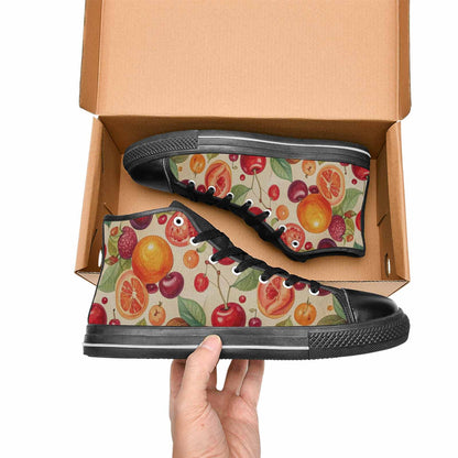 WOMEN'S Cherry Fruit Print High Top Canvas Cottagecore Shoes