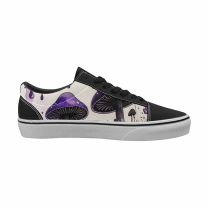 WOMEN'S Mushrooms Black & Purple Ink Canvas Unique Print Neon Fantasy Custom Shoes