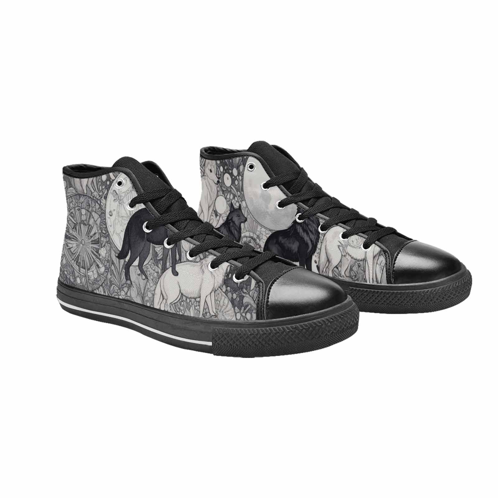 MEN'S Wolves Everywhere Collage High Top Canvas Surreal Sneakers