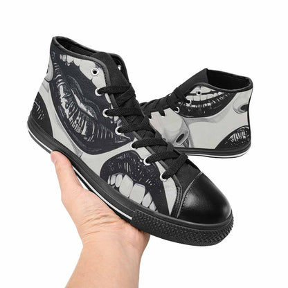 MEN'S Googly Cartoon Mouths High Top Canvas Aesthetic Custom Shoes