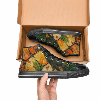 WOMEN'S Dinosaur Silhouette High Top Canvas Grunge Sneakers