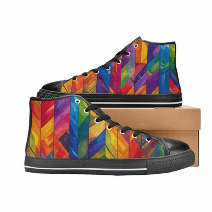 MEN'S Transgender Flag Color High Top Canvas Grunge Custom Shoes