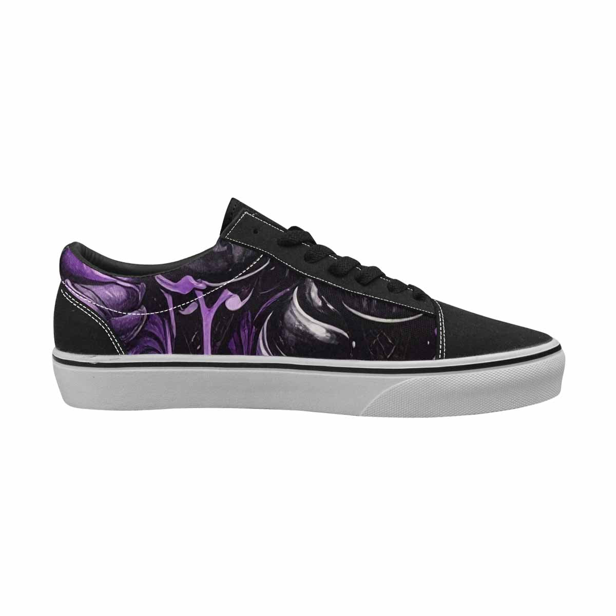 WOMEN'S Ice Cream Black & Purple Ink Canvas Personalized Neon Fantasy Custom Print Sneakers
