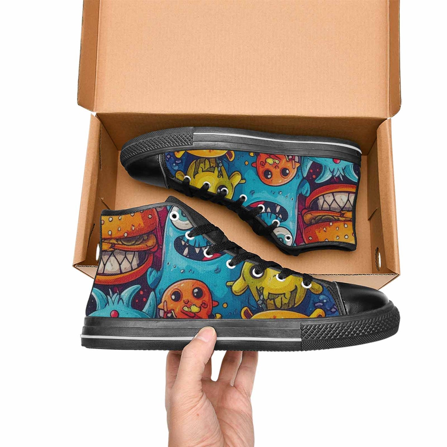 MEN'S Cartoon Monster Character High Top Canvas Vivid Custom Sneakers