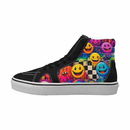 WOMEN'S Yellow Smiley Face High Top Canvas Surreal Custom Shoes