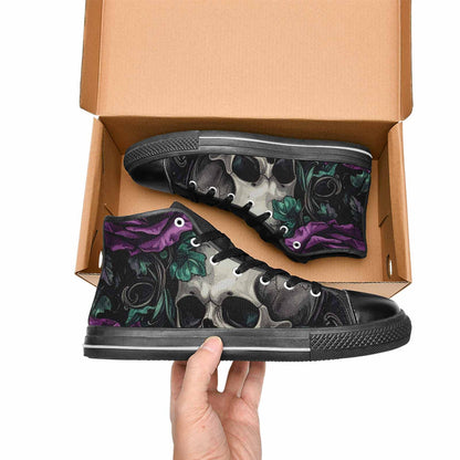 WOMEN'S Skulls Roses Gothic Filigree High Top Canvas Cottagecore Custom Shoes