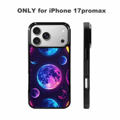 iPhone 17 Pro Max Case — Neon Winter Moon Cartoon Cute, Custom Print Case Cover