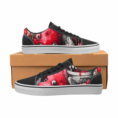 WOMEN'S Ice Cream Monsters (black Lace-Up Canvas Dark Academia Custom Sneakers