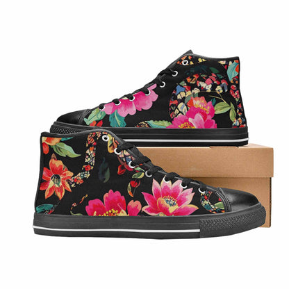 MEN'S Floral Snake Print High Top Canvas Grunge Custom Shoes