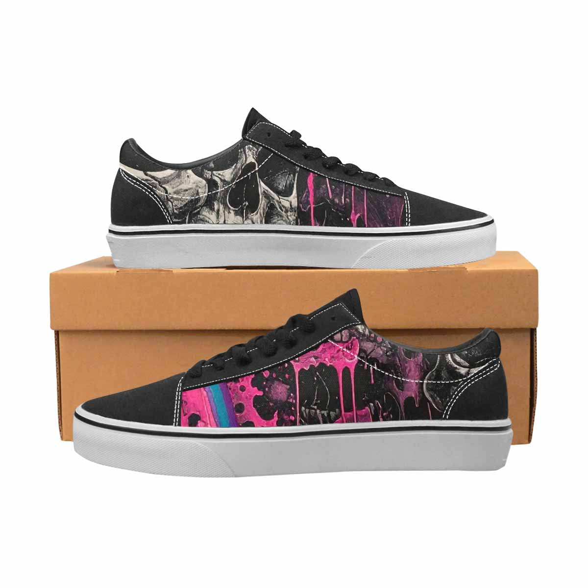 WOMEN'S Rainbow From Skull S Lace-Up Canvas Dreamcore Shoes