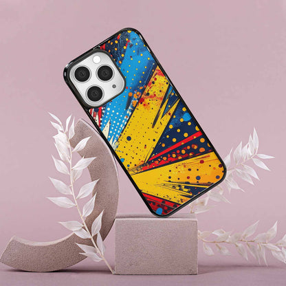 iPhone 15 Pro Max Case — Comic Halftone Comic Bursts Pattern Hundreds, Custom Phone Case