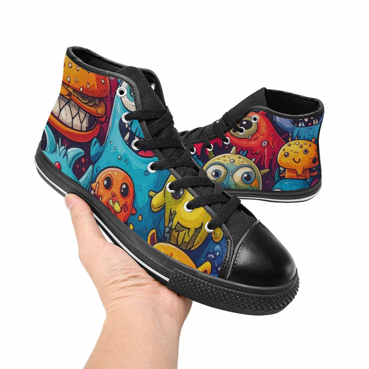 MEN'S Cartoon Monster Character High Top Canvas Vivid Custom Sneakers